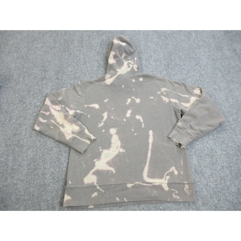 The North Face Hoodie Mens Medium Gray Bleach Dye Fleece Pullover Sweatshirt